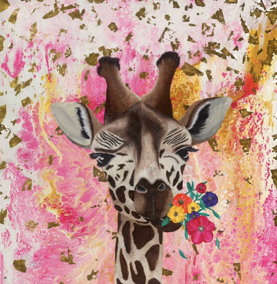 Giraffe mit Blumen